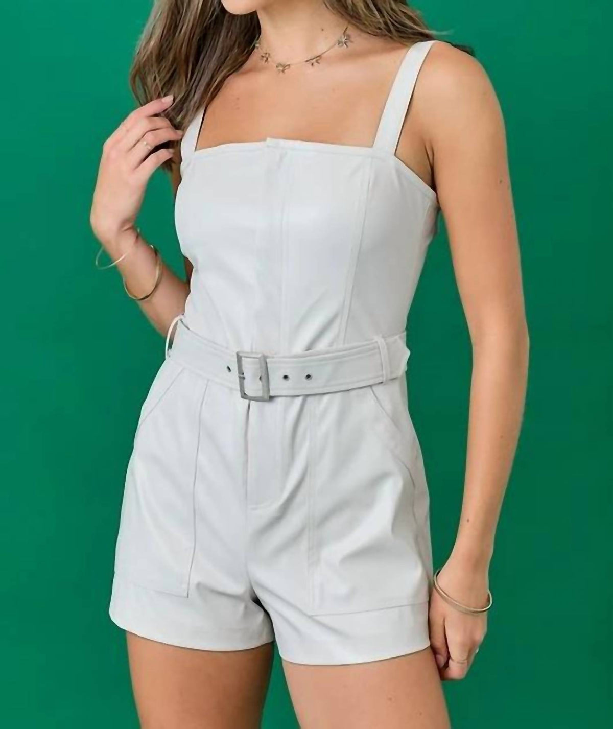 Day + Moon - Sleeveless Romper With Belt