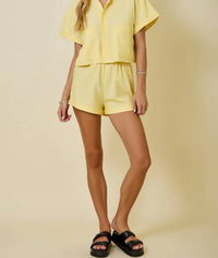 Day + Moon - Striped Crop Button Down Shirt