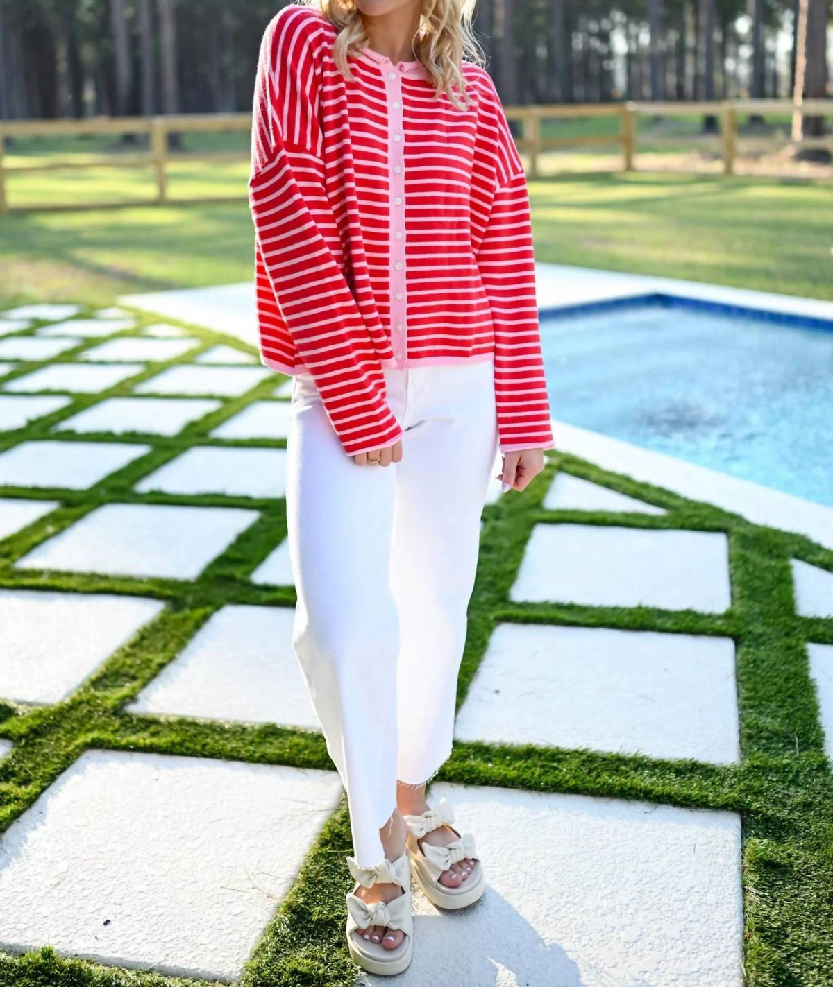 Day + Moon - Stripes Cardigan Top