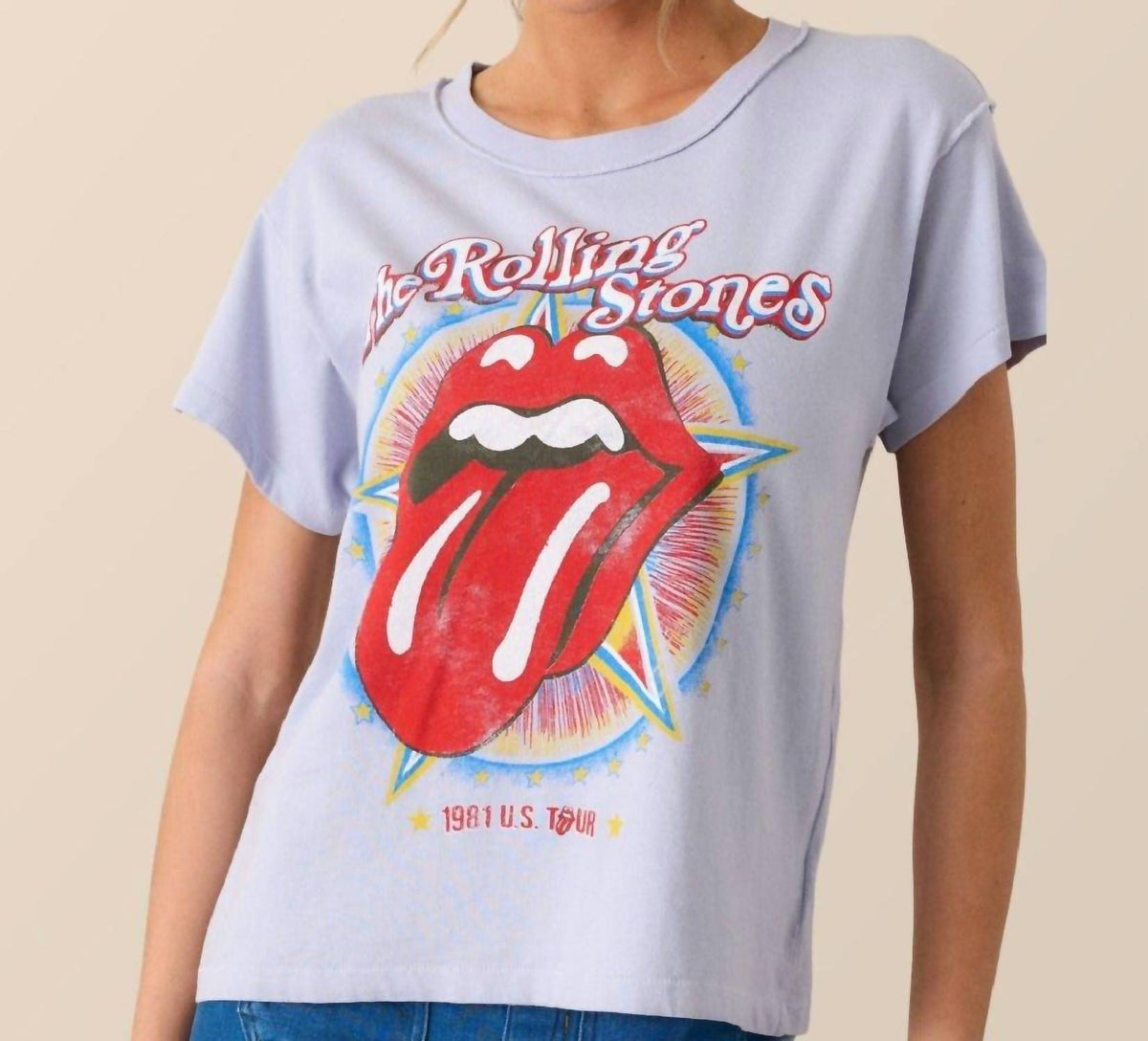 Daydreamer - Rolling Stones 1981 Reverse Girlfriend Short Sleeve Top