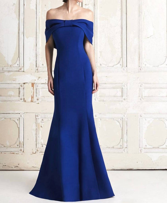 Daymor - Off Shoulder Evening Gown - blue - clothing - dresses