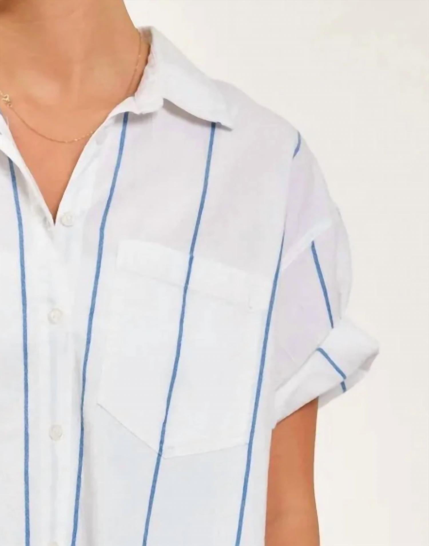 Daze - Boyfriend Button Up Short Sleeve Shirt - button - down - shirts - clothing - cotton - blend