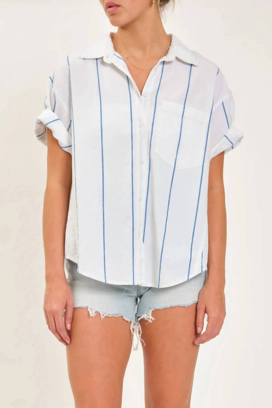 Daze - Boyfriend Button Up Short Sleeve Shirt - button - down - shirts - clothing - cotton - blend