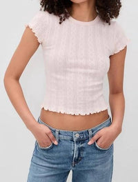Daze - Crewneck Pointelle Tee
