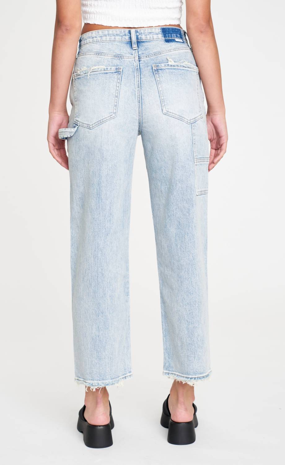 Daze - High Rise Utility Crop Straight Leg Jean - blue - clothing - cotton - blend