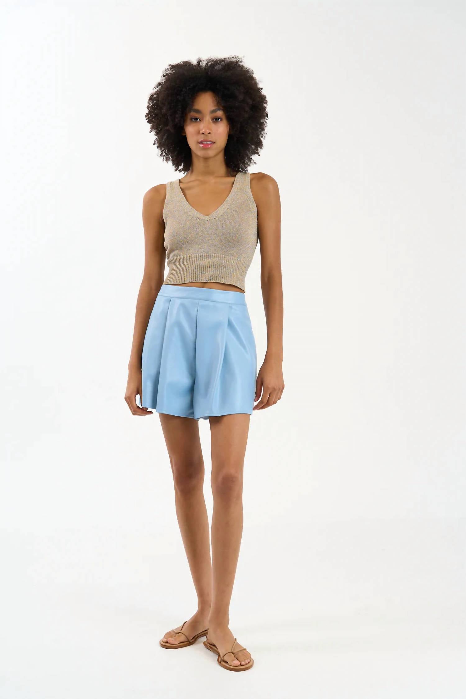 Sundays - Reed Leather Pleated Shorts
