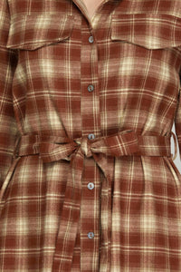 She + Sky - Plaid Shirt Dress