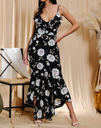 Endless Blu. - Floral Ruffle Hem Midi Dress