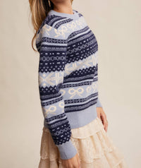 Listicle - Fair Isle Bow Knit Sweater