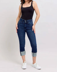 Judy Blue - Women's Ella Double Waist Cuff Capri Jeans