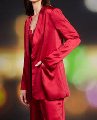 Skies Are Blue - One Button Dull Satin Blazer