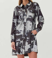 Jodifl - Metallic Tie-Dye Shirt Dress