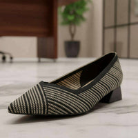 Gioseppo Women's Striped Heeled Shoes in black tan - women's flats - view 5
