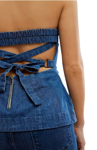 Free People - Lora Lace-up Denim Tube Top