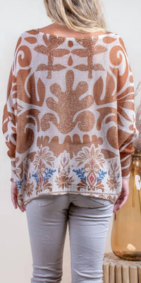 Gigi Moda - Emy Batwing Sweater With Azulejo Print
