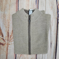 F/X Fusion Men's Solid Ottoman Full Zip Vest in oatmeal - men's item - detail view