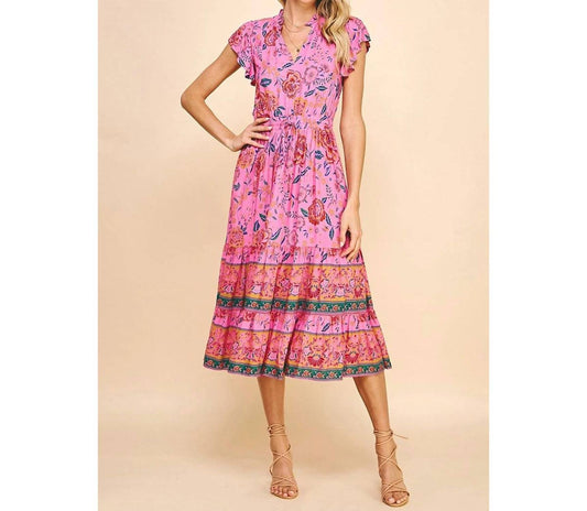 Pinch - Border Print Tiered Dress