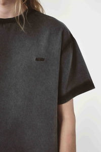 Avavav Unisex Theo Embroidered Logo T-shirt in faded black - men's t-shirt - detail view