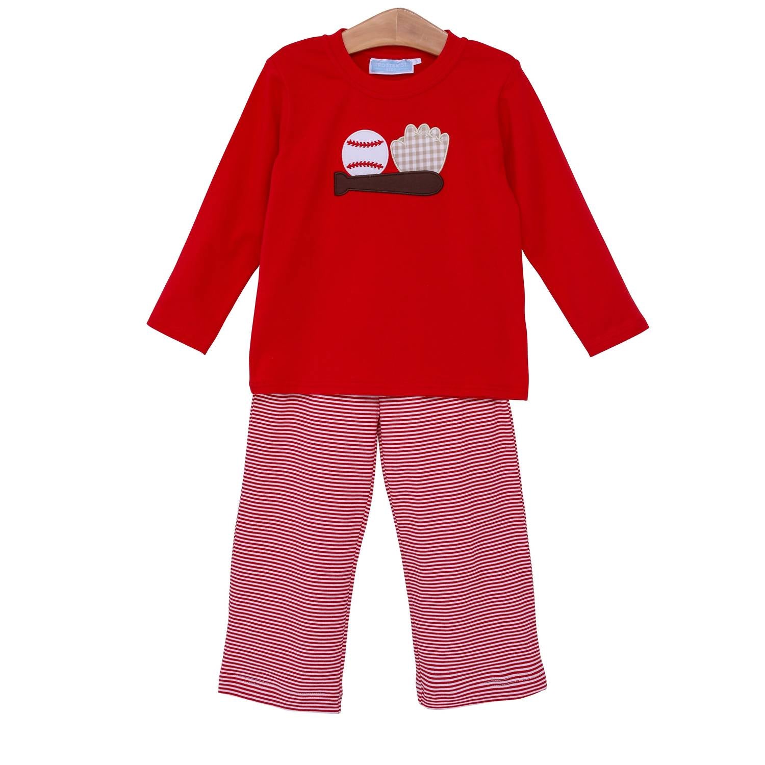 Trotter Street Kids - Boy's Baseball Appliqué Pants Set