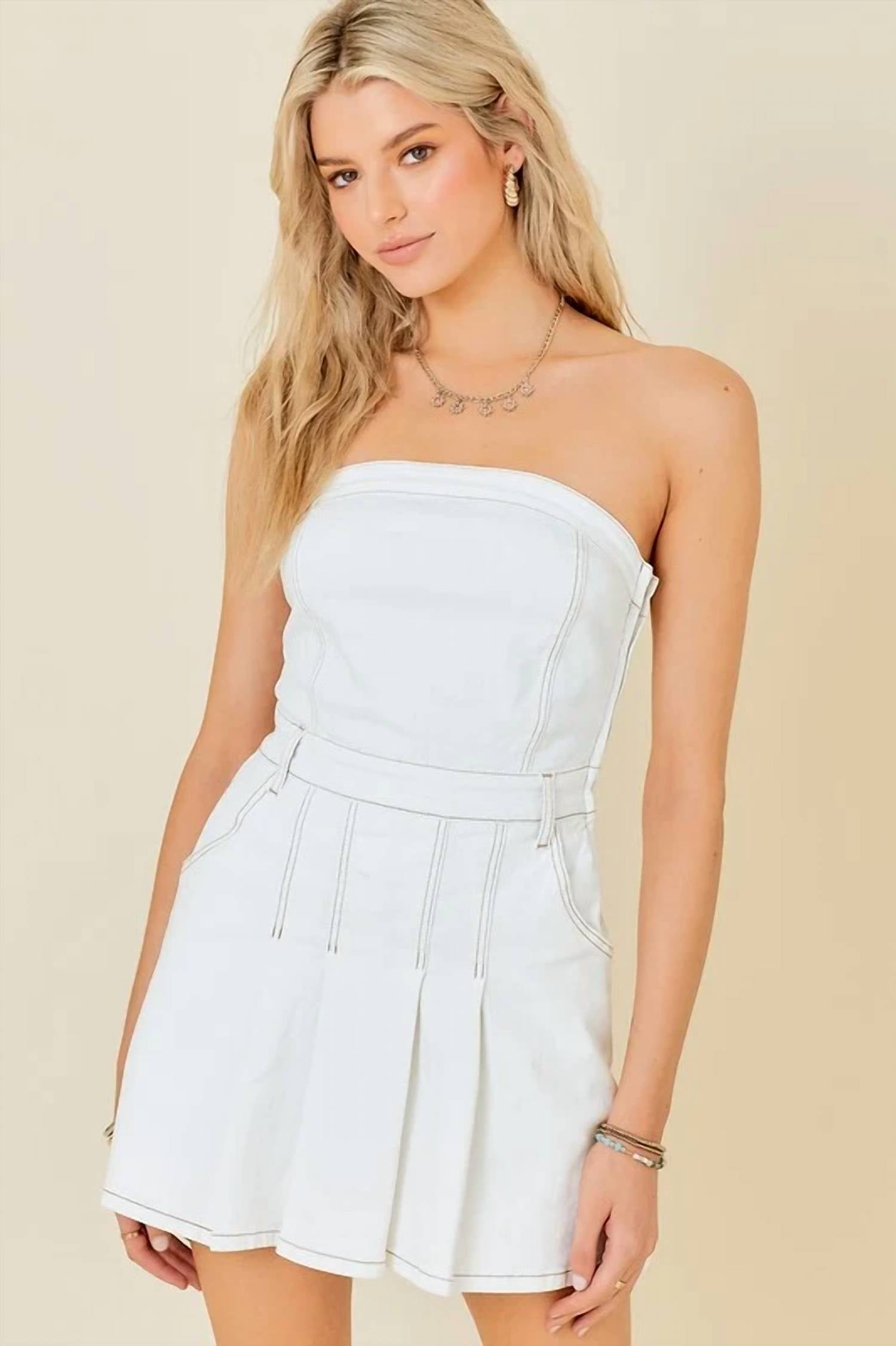 Day + Moon - Strapless Denim Mini Dress