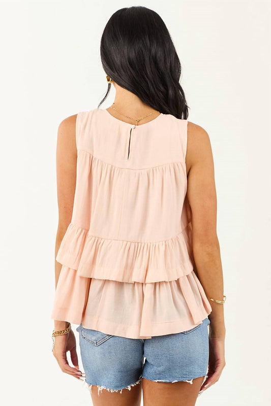 Heyson - Sienna Round Neck Tiered Ruffle Tank Top