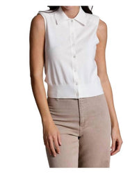 Minnie Rose - Button Front Sleeveless Polo