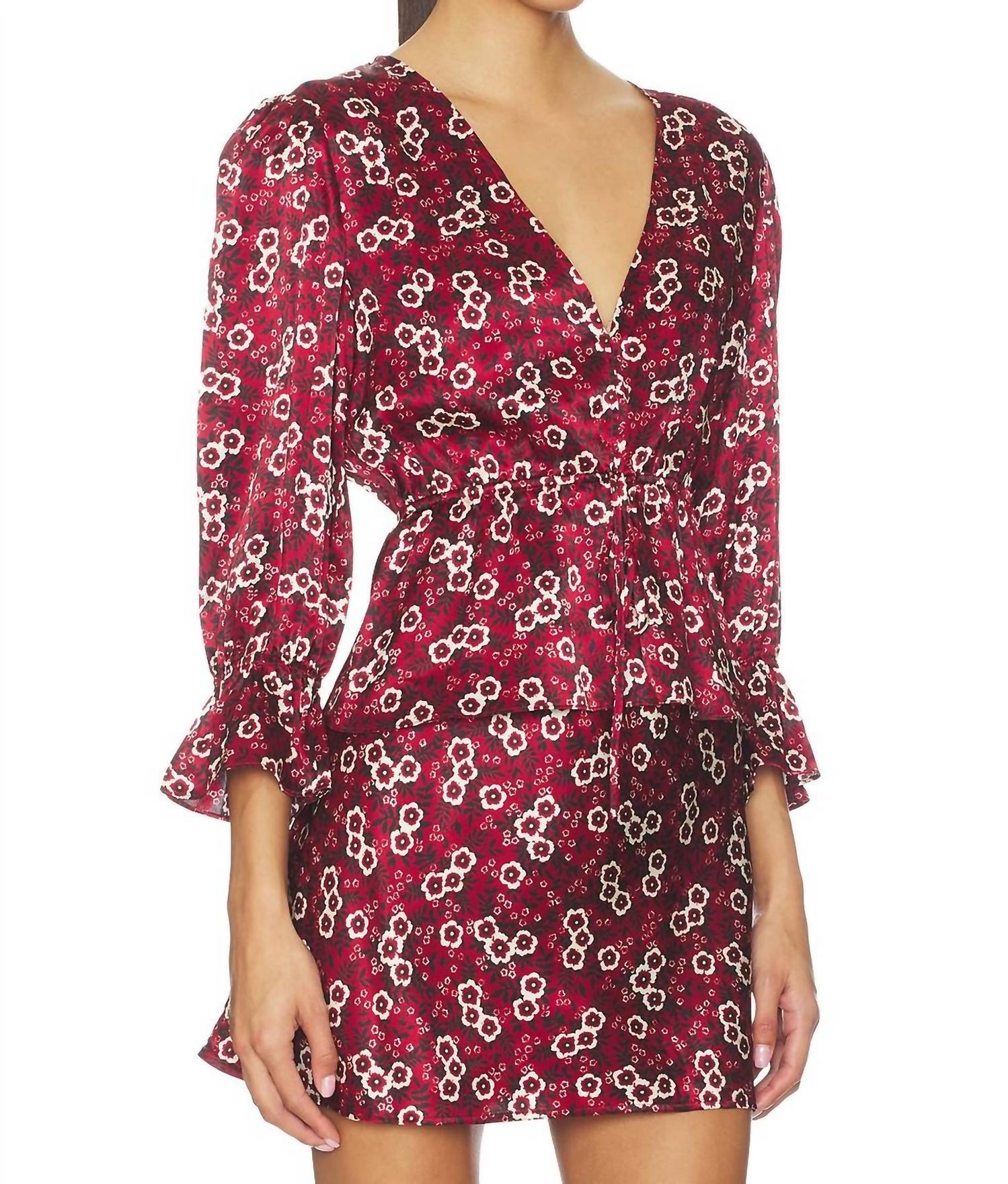 CIAO LUCIA Renata V-neck Top in ruby - women's blouse - alternate view