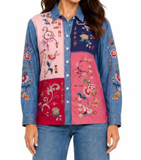 John Mark - Multi Embroidered Collared Blouse