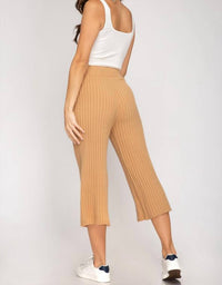 She + Sky - Rib Knit Sweater Culotte Pants