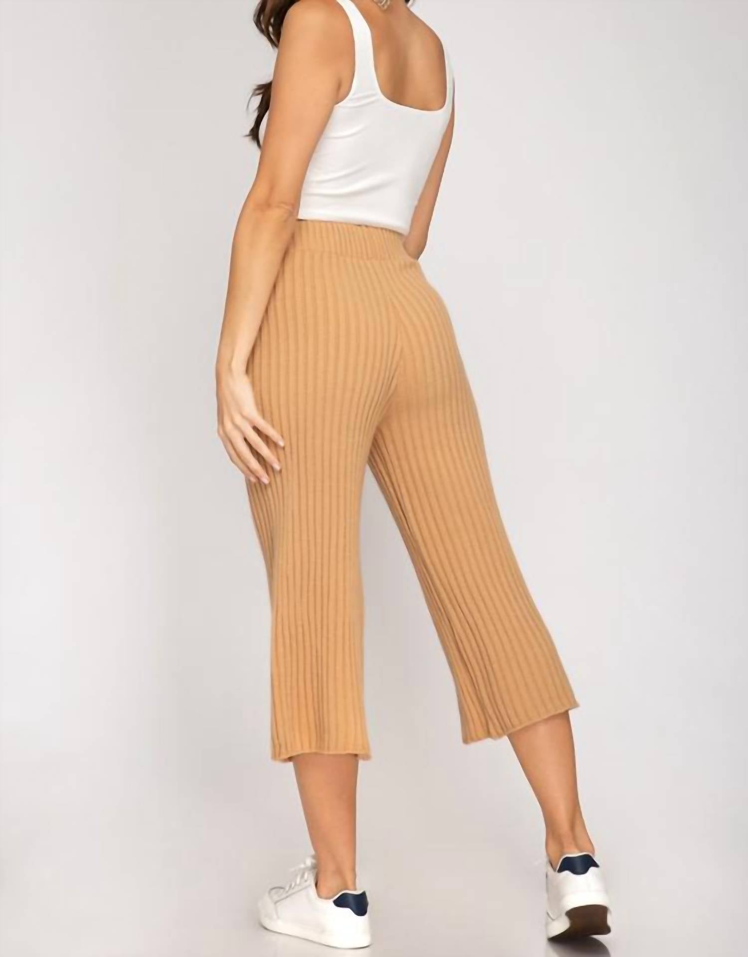 She + Sky - Rib Knit Sweater Culotte Pants
