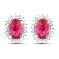 Diana M Jewels Women's Oval Natural Ruby Stud Earrings (1.16 Ct) - Petite in 14k yellow gold - women's jewelry