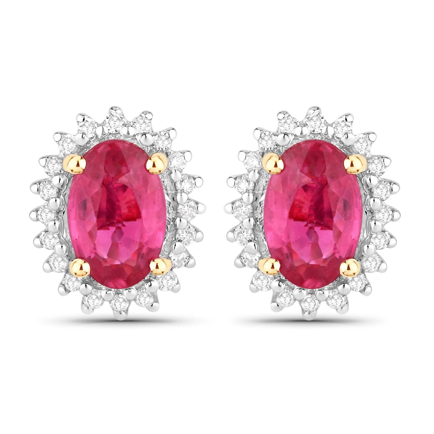 Diana M Jewels Women's Oval Natural Ruby Stud Earrings (1.16 Ct) - Petite in 14k yellow gold - women's jewelry