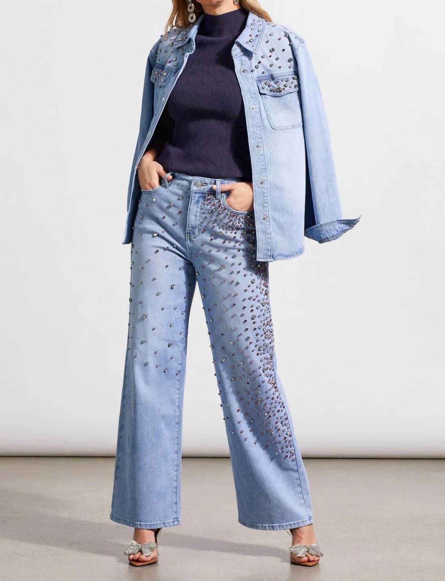 Tribal - Devri Denim Shirt With Rhinestone Details