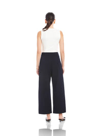 Fifteen Twenty Janice Cropped Wide Leg Pants in navy - women's pants - detail view