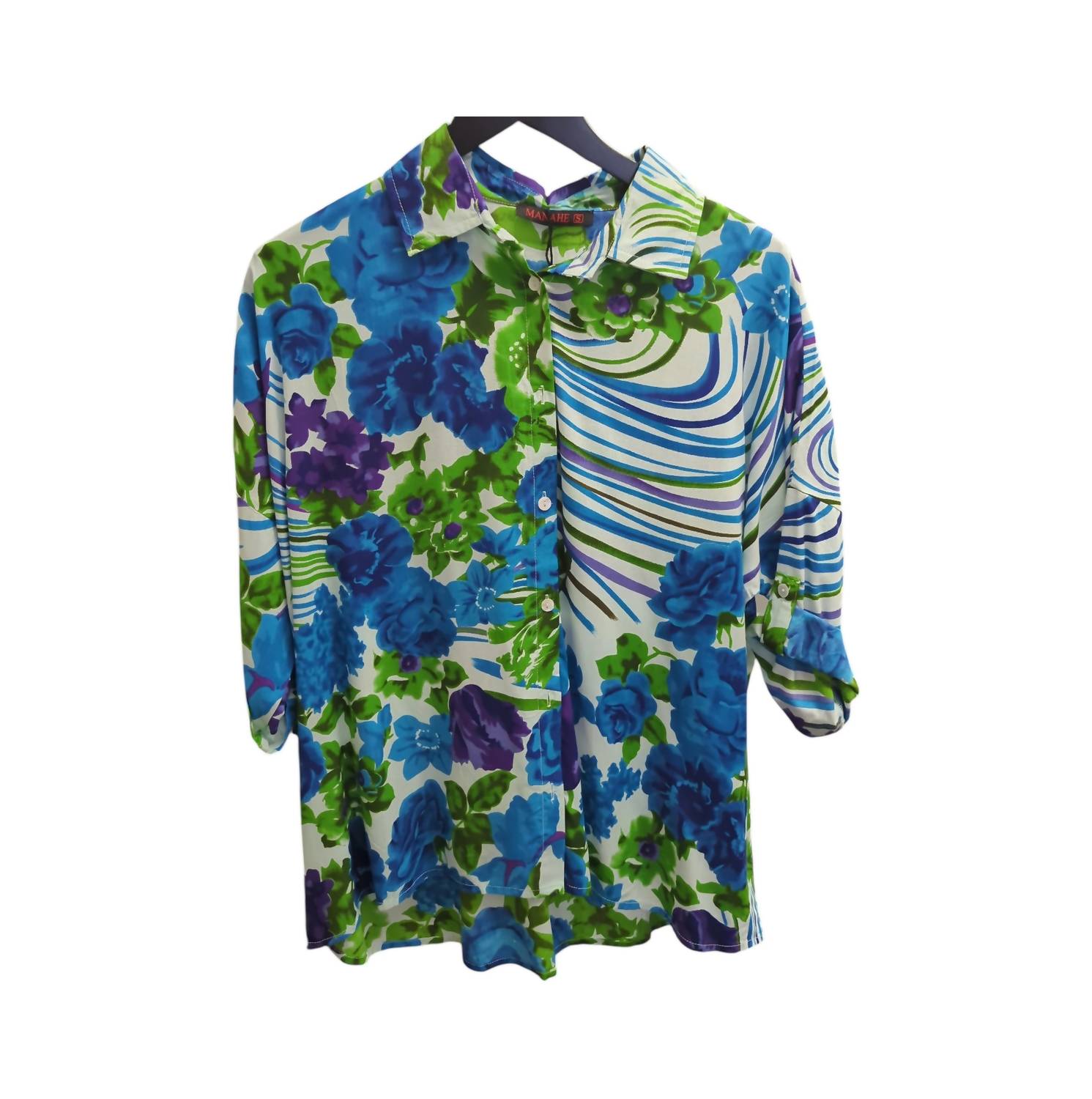 Dress Addict - Women's Floral & Swirl Button Down Blouse