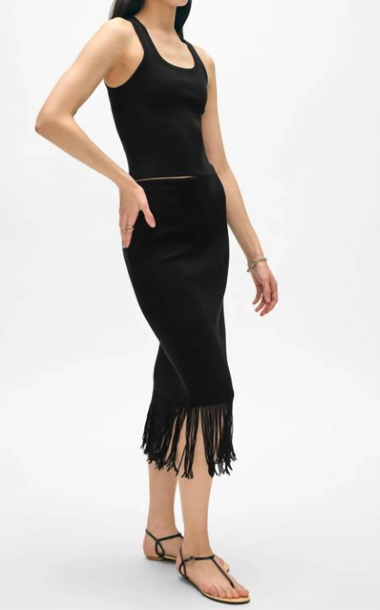 White + Warren - FRINGE RIB SKIRT