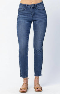 Judy Blue - Relaxed Fit With Side Braid Detail Jeans - Plus Sizes