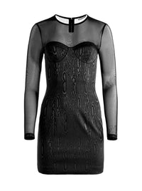 Alice + Olivia - Takako Mesh Crew Neck Mini Dress