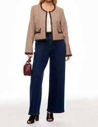 Derek Lam 10 Crosby Plaid Collarless Jacket in brown - women's jacket - view 5