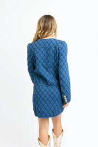 Karlie Denim Stitch Skirt in indigo - women's skirt - detail view