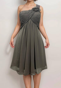 Last Dress - Ruched Rosette Asymmetric Evening Dress
