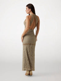 Guess Liza High-neck Sleeveless Dress in moss khaki multi - women's dress - alternate view