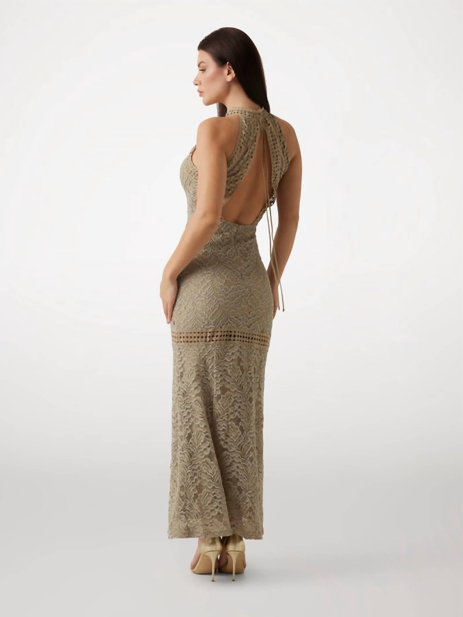 Guess Liza High-neck Sleeveless Dress in moss khaki multi - women's dress - alternate view