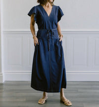 Current Air - Flutter Sleeve Waist Tie Dress