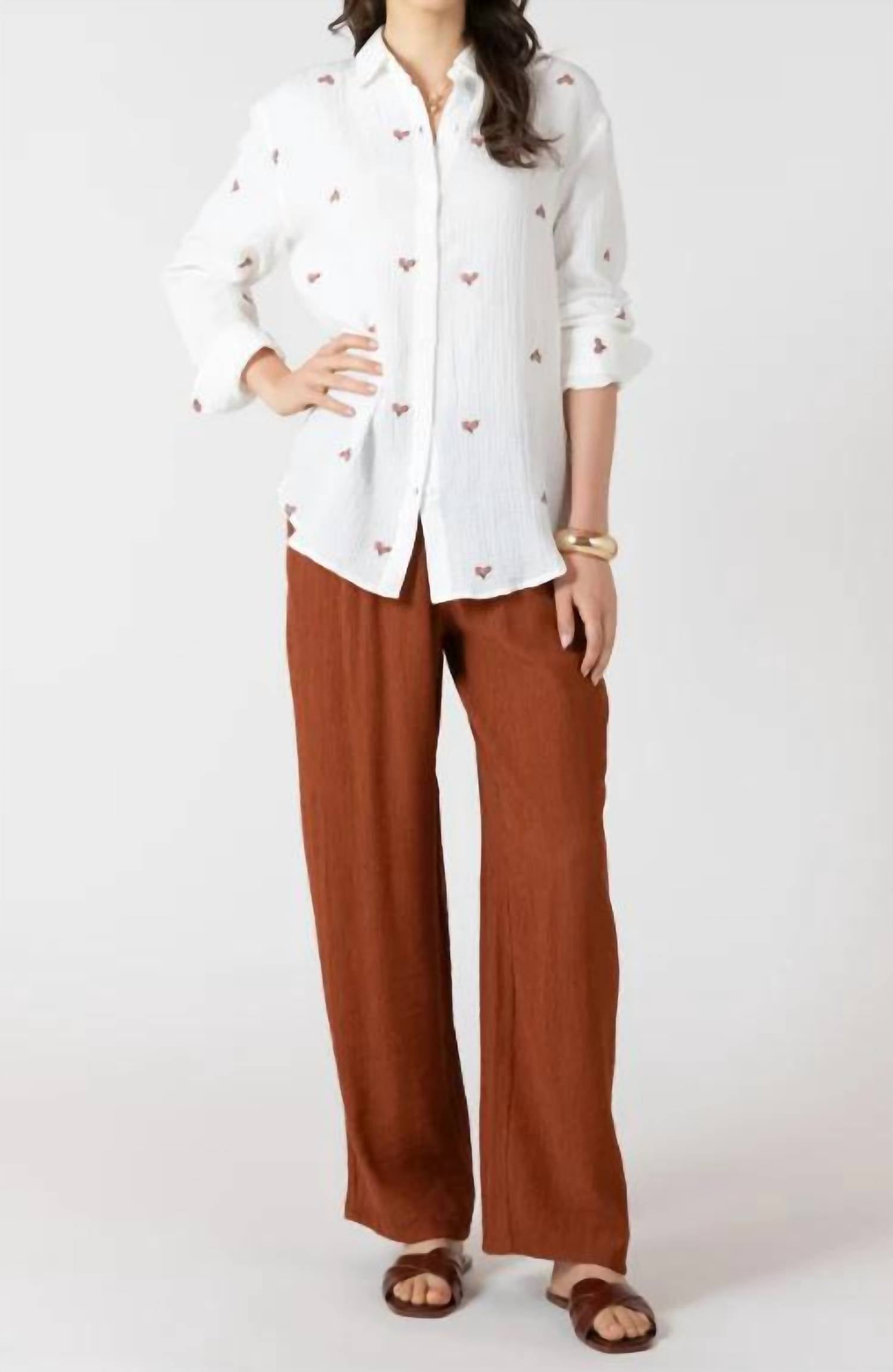 Dex - Textured Button Front Blouse