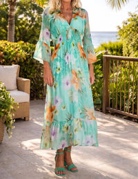 Tempo Paris - Floral Smocked Silk Dress