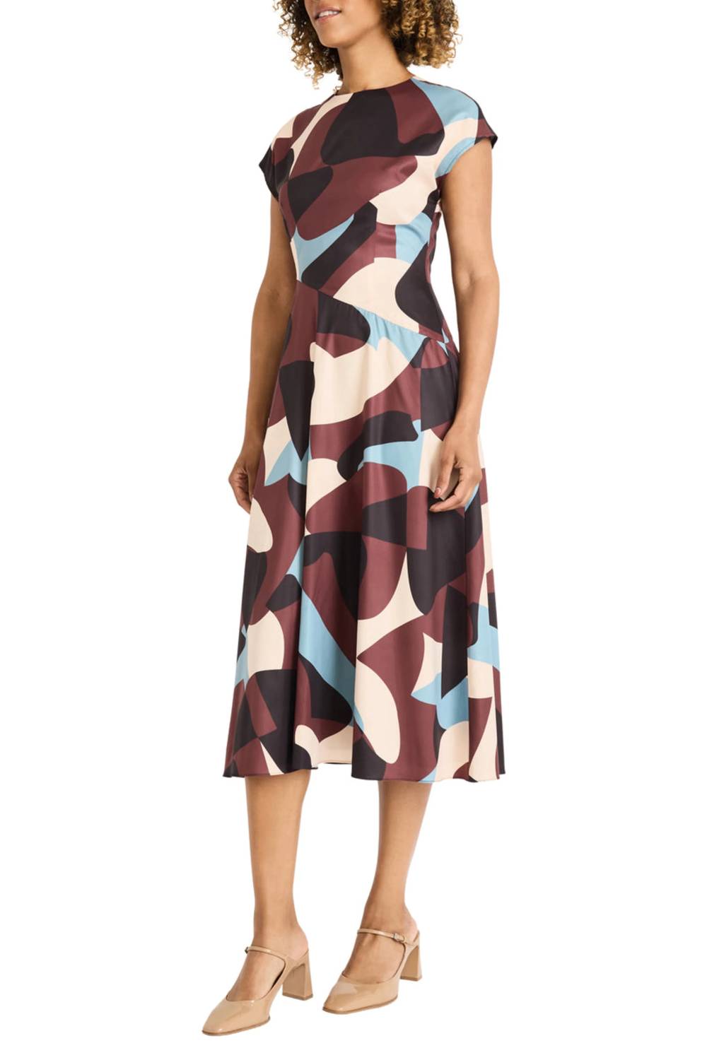Maggy London - Cap Sleeve Geo Print A-line Dress