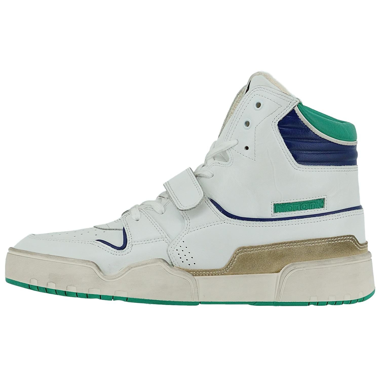 ISABEL MARANT Men's Trash Sneakers in white blue green - men's sneaker - detail view