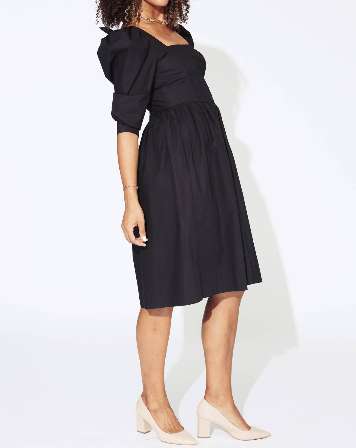 Ganni - Cotton Poplin Open Neck Smock Dress