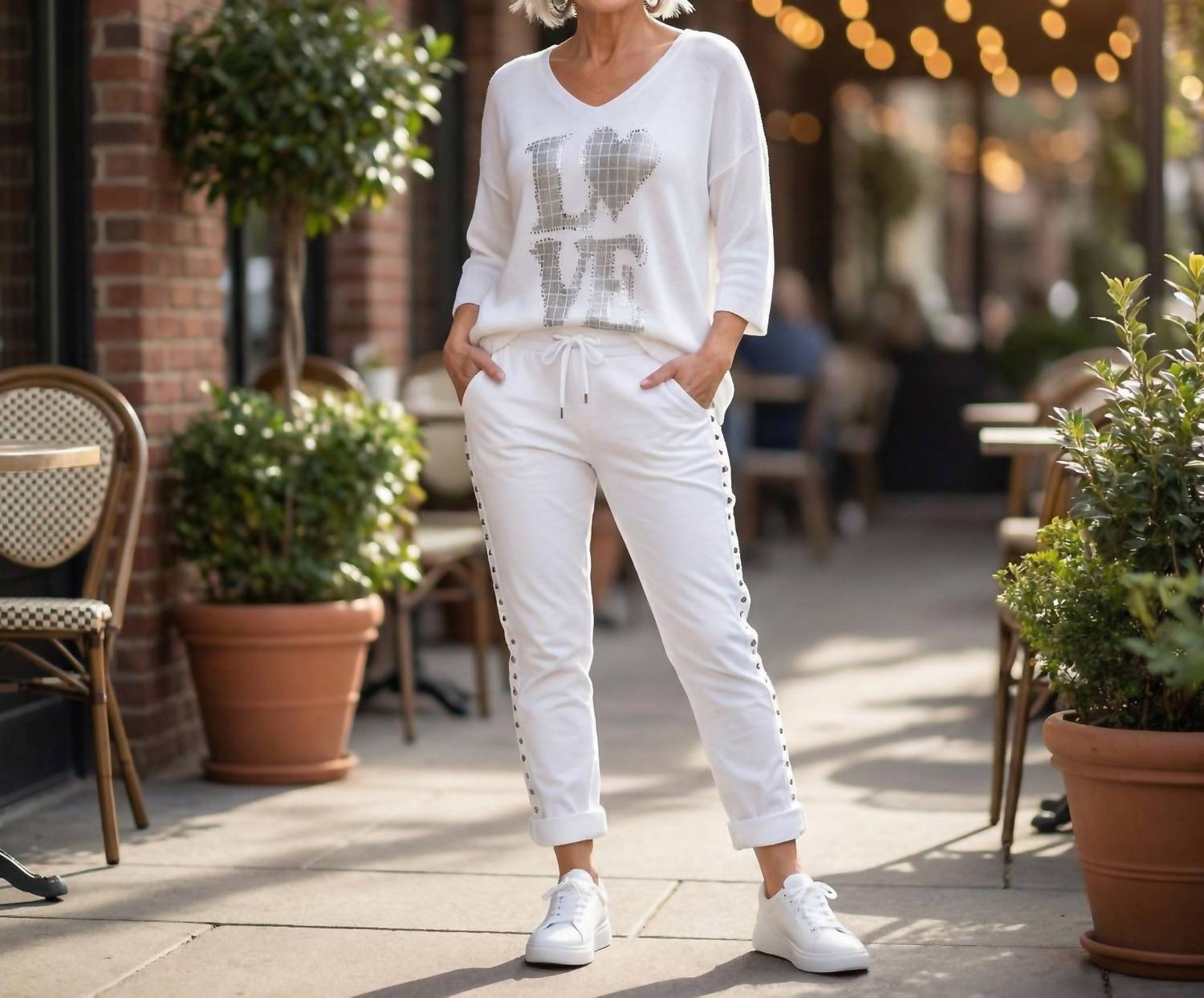Made In Italy - Love Takes Center Stage V-Neck Top